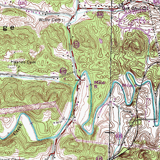 Topographic Map of Cate Branch, VA