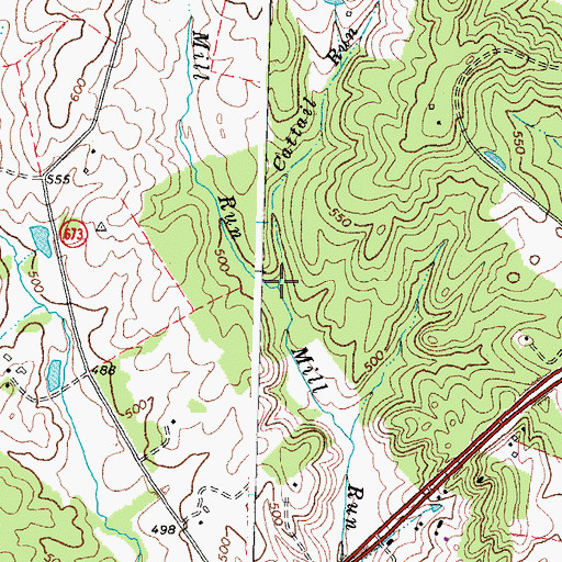 Topographic Map of Cattail Run, VA
