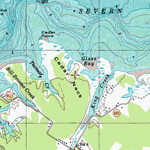 Topographic Map of Cedar Neck, VA