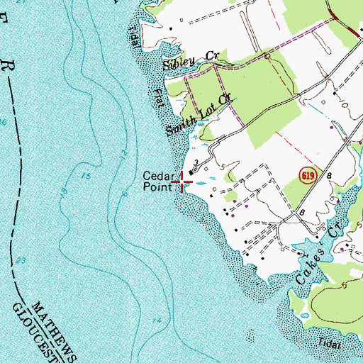 Topographic Map of Cedar Point, VA