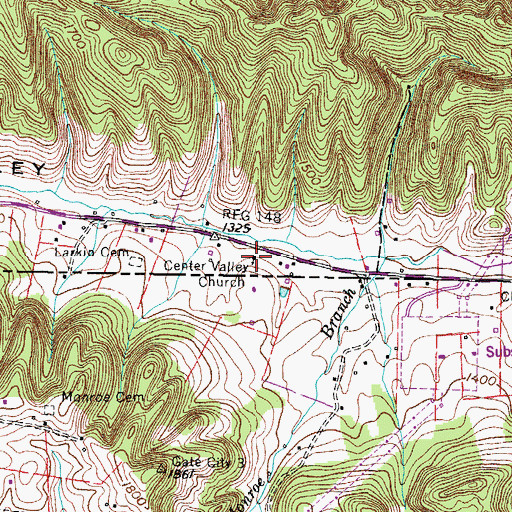 Topographic Map of Center Valley Church, VA