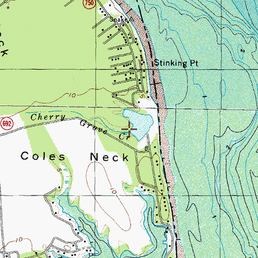 Topographic Map of Cherry Grove Creek, VA