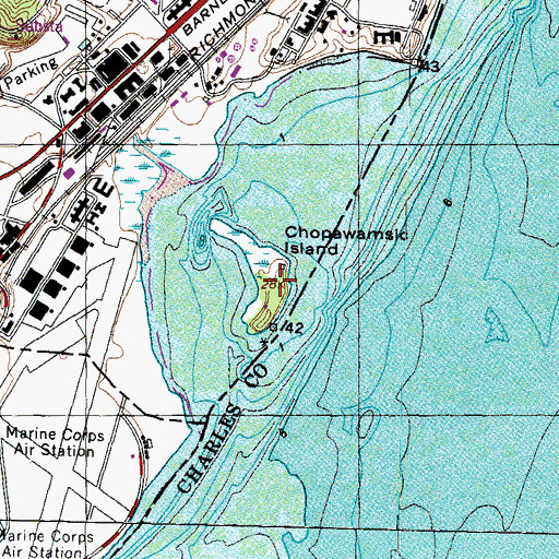 Topographic Map of Chopawamsic Island, VA