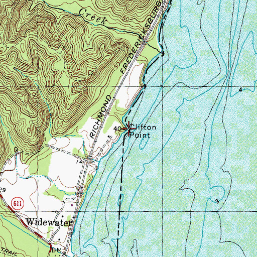 Topographic Map of Clifton Point, VA