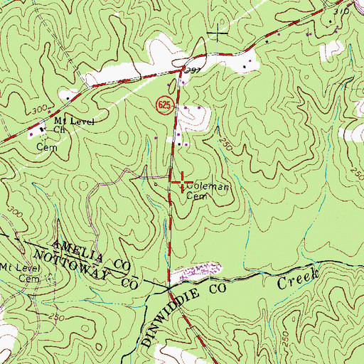 Topographic Map of Coleman Cemetery, VA