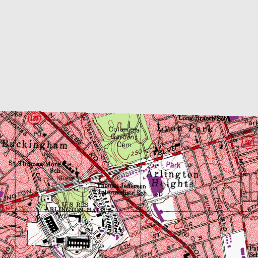 Topographic Map of Columbia Gardens Cemetery, VA