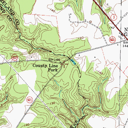 Topographic Map of County Line Fork, VA