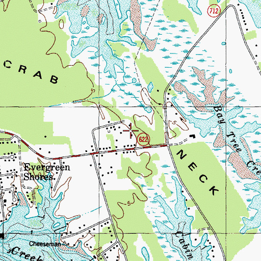 Topographic Map of Crab Neck, VA