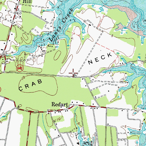 Topographic Map of Crab Neck, VA