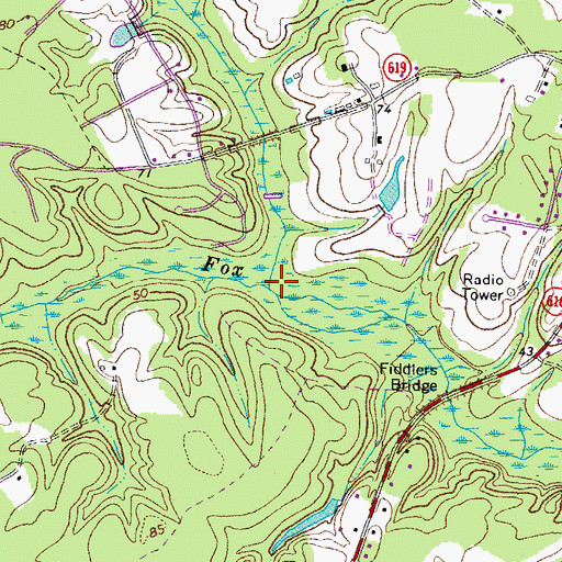 Topographic Map of Crany Creek, VA
