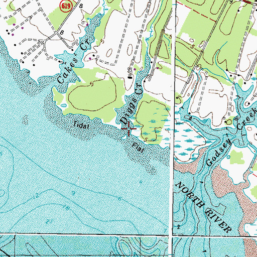 Topographic Map of Diggs Creek, VA