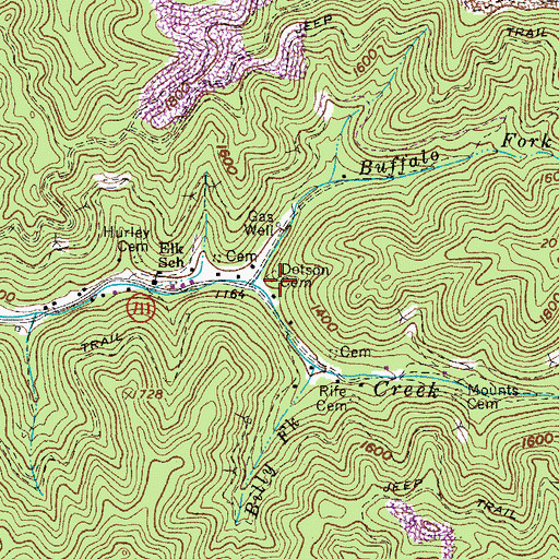 Topographic Map of Dotson Cemetery, VA