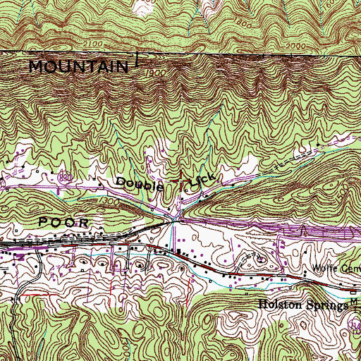 Topographic Map of Double Lick, VA