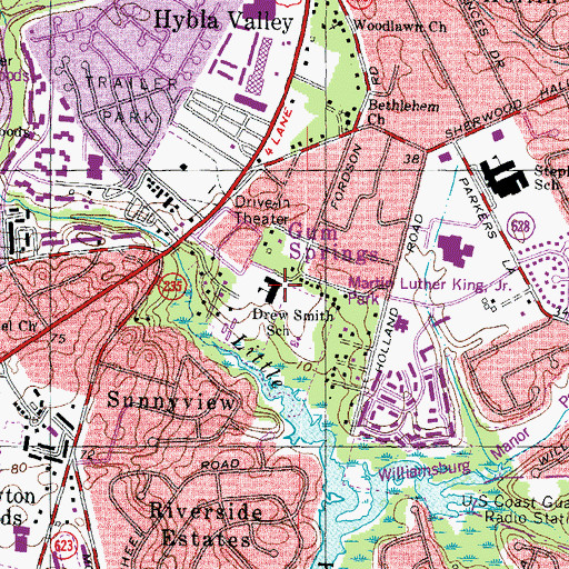 Topographic Map of Drew Smith School, VA