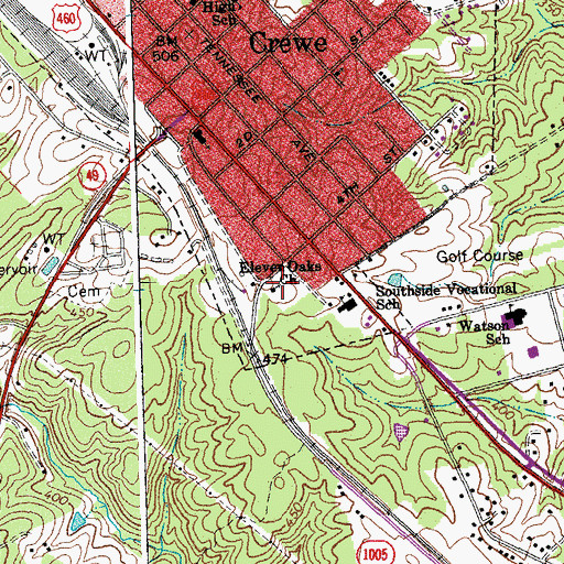 Topographic Map of Eleven Oaks Church, VA