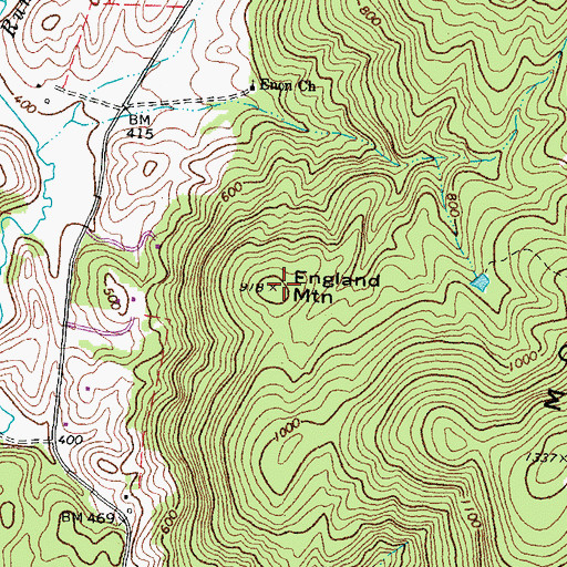 Topographic Map of England Mountain, VA