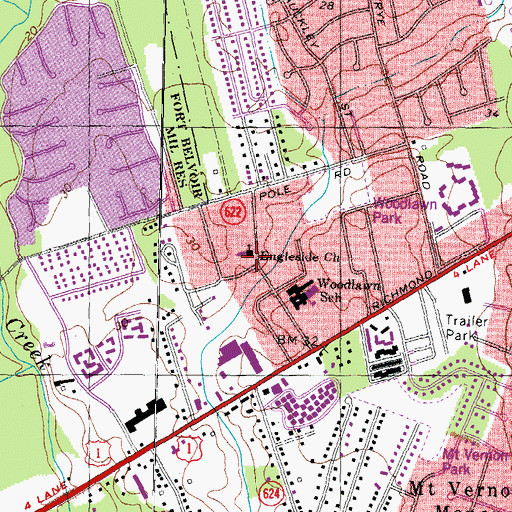 Topographic Map of Engleside Church, VA