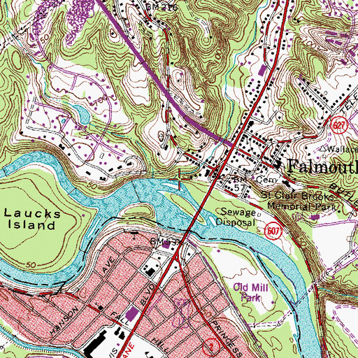 Topographic Map of Falls Run, VA