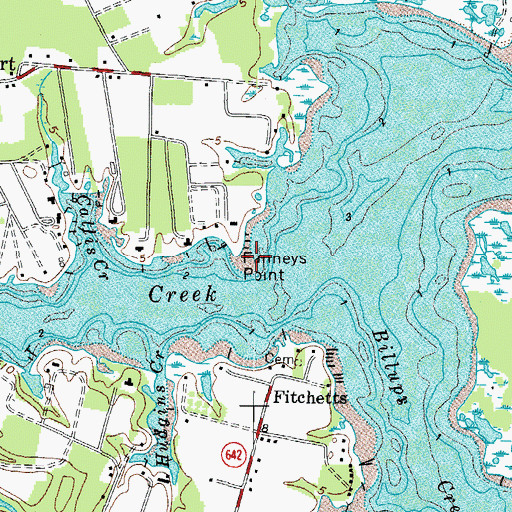 Topographic Map of Fanneys Point, VA