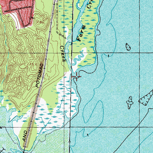 Topographic Map of Farm Creek, VA