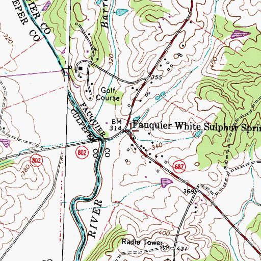Topographic Map of Fauquier White Sulphur Springs, VA