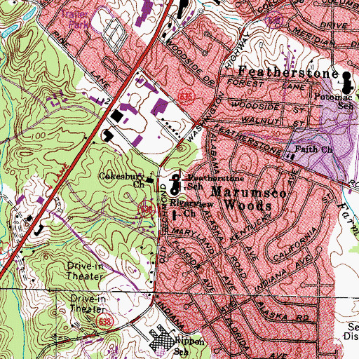 Topographic Map of Featherstone Elementary School, VA