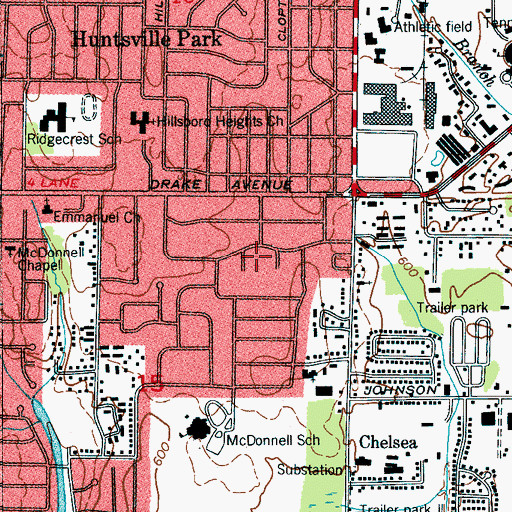 Topographic Map of Archer Park, AL