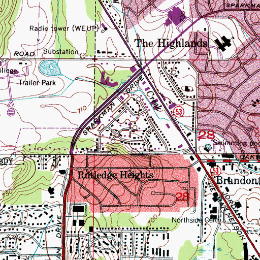 Topographic Map of Ardmore Estates, AL