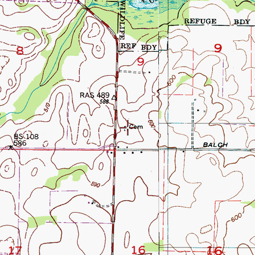 Topographic Map of Barclay-Teney Cemetery, AL