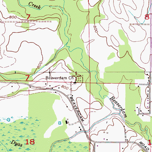 Topographic Map of Beaverdam School (historical), AL