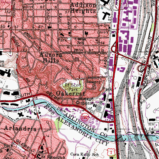 Topographic Map of Fort Scott Park, VA