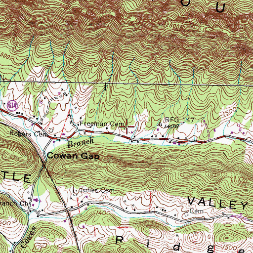 Topographic Map of Freeman Cemetery, VA