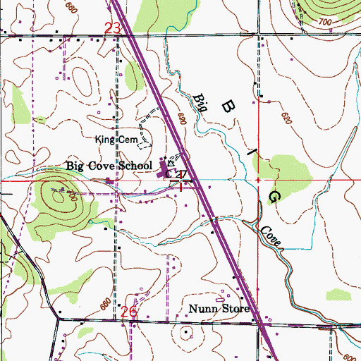 Topographic Map of Big Cove, AL