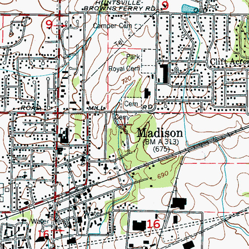 Topographic Map of Big Shiloh Primitive Baptist Church, AL