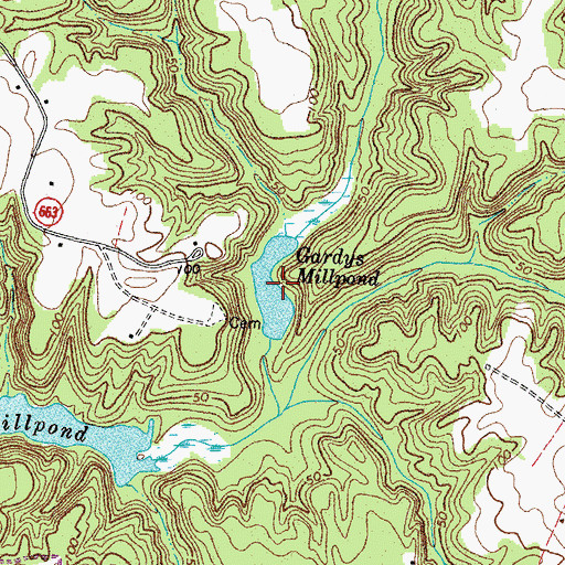 Topographic Map of Gardys Millpond, VA