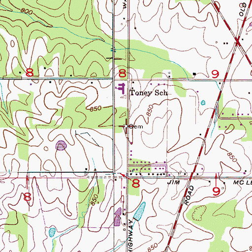 Topographic Map of Booker Cemetery, AL