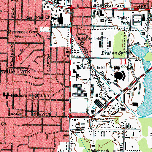 Topographic Map of Bradley Junior High School, AL