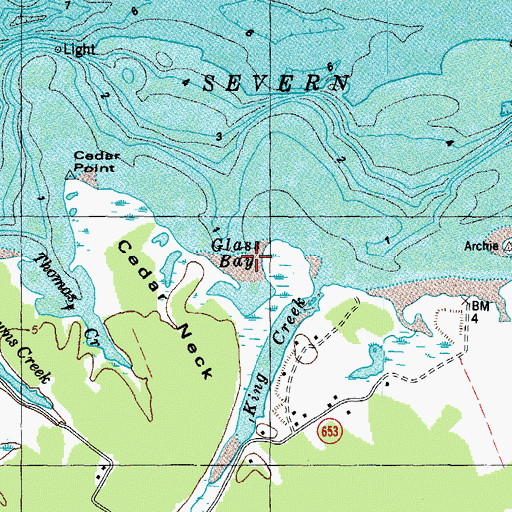 Topographic Map of Glass Bay, VA