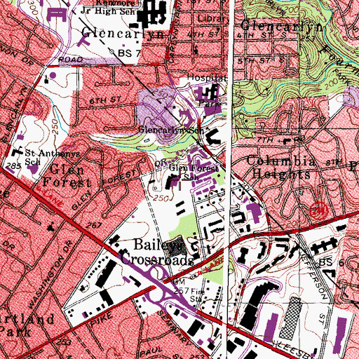 Topographic Map of Glen Forest Elementary School, VA