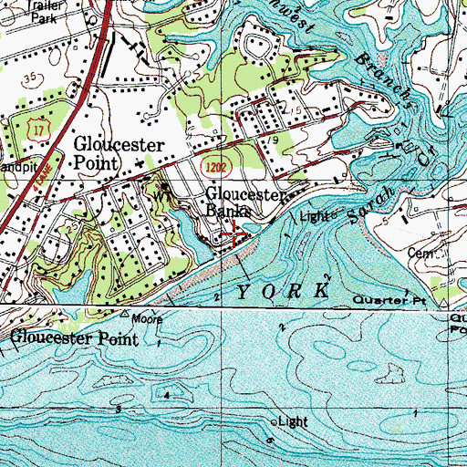 Topographic Map of Gloucester Banks, VA