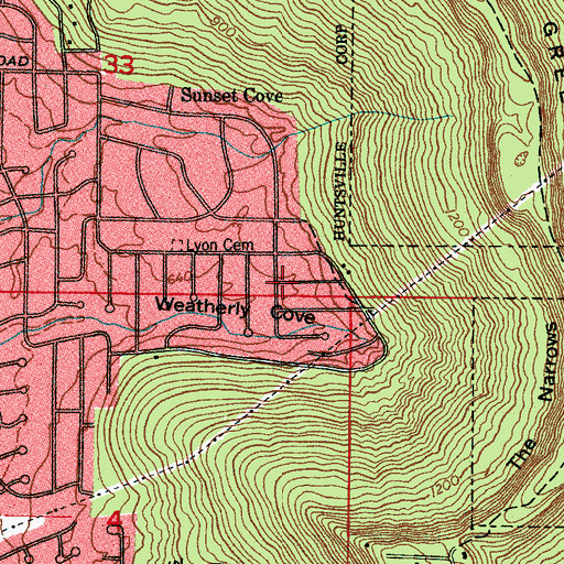 Topographic Map of Bucks Canyon, AL