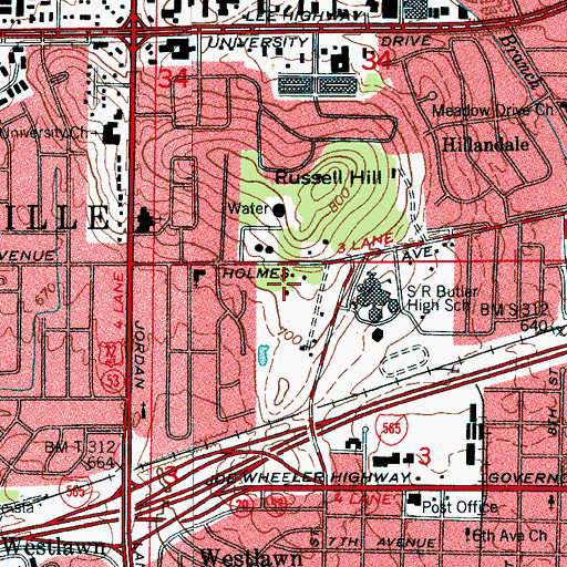 Topographic Map of Butler Park, AL