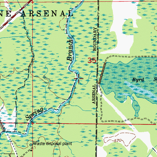 Topographic Map of Byrd Spring Branch, AL