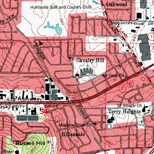 Topographic Map of Calvary Hill Neighborhood Center, AL