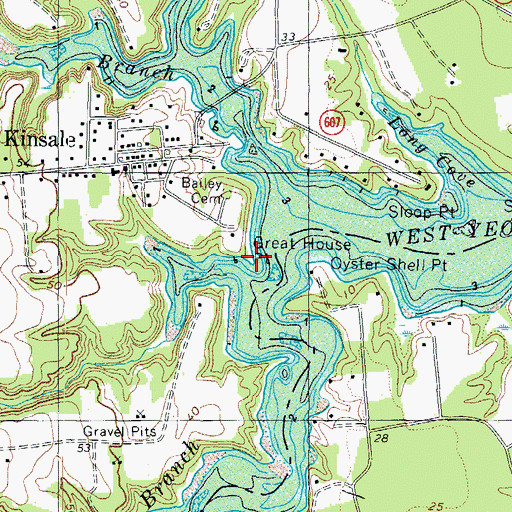 Topographic Map of Great House Point, VA