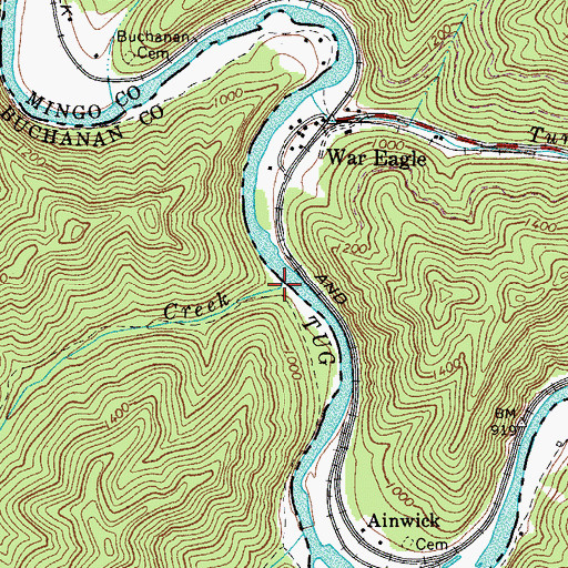 Topographic Map of Greenbrier Creek, VA