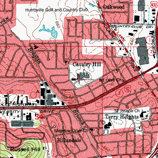 Topographic Map of Cavalry Hill School, AL