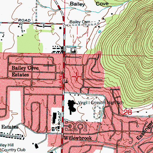 Topographic Map of Cedar Point School (historical), AL