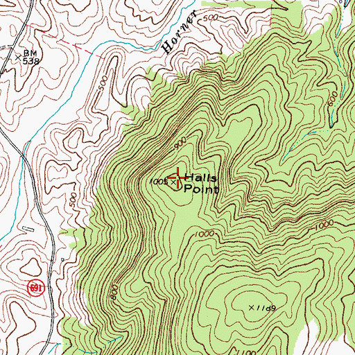 Topographic Map of Halls Point, VA