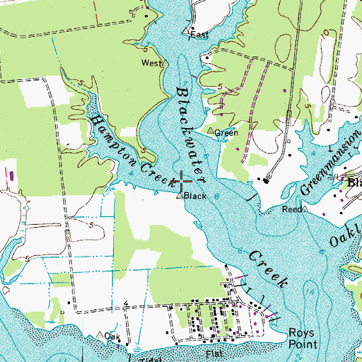 Topographic Map of Hampton Creek, VA